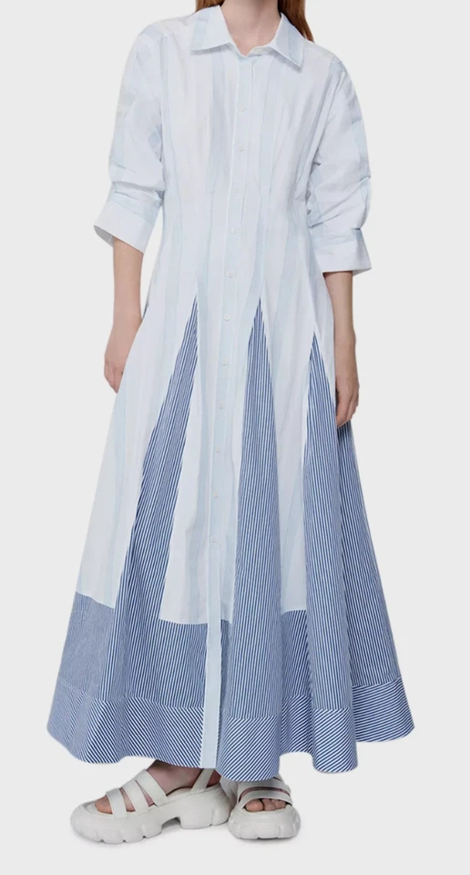 Maxi Vestido Camisa SIMKHAI Rayas Multi Jazz Patchwork - Nuevo Foto 2 de 4