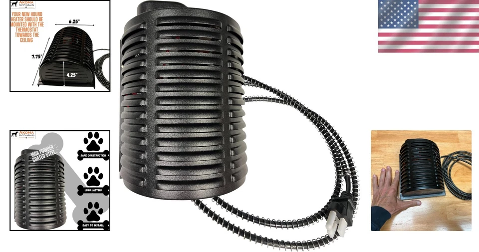 Calentador de casa para perros al aire libre 400 W con cable de 10 pies calor seco seguro Foto 2 de 4