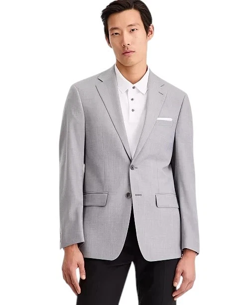 Calvin Klein Mens Slim fit Suit Jacket Blazer 38 S Light Grey Solid