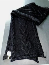 Black SmartWool Scarf NWT Merino Wool/Acrylic Beautiful Pattern Knit