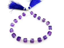 1 Strand Natural Amethyst 3D Cube Box Faceted 8-9mm Gemstone Loose Beads 10"inch