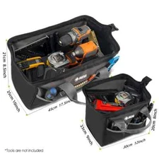 18-inch Heavy Duty Tool Bag for Men with Waterproof Hard Bottom, Wide Mouth Tool