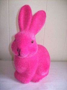 9-034-Flocked-Bunny-Figure-Pink-SO-CUTE