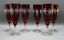 Miniaturansicht 2  - 6 x Sektgläser, rubinfarbend lasiert, Böhmen, Trauben- und Blattschliff, 17,2 cm