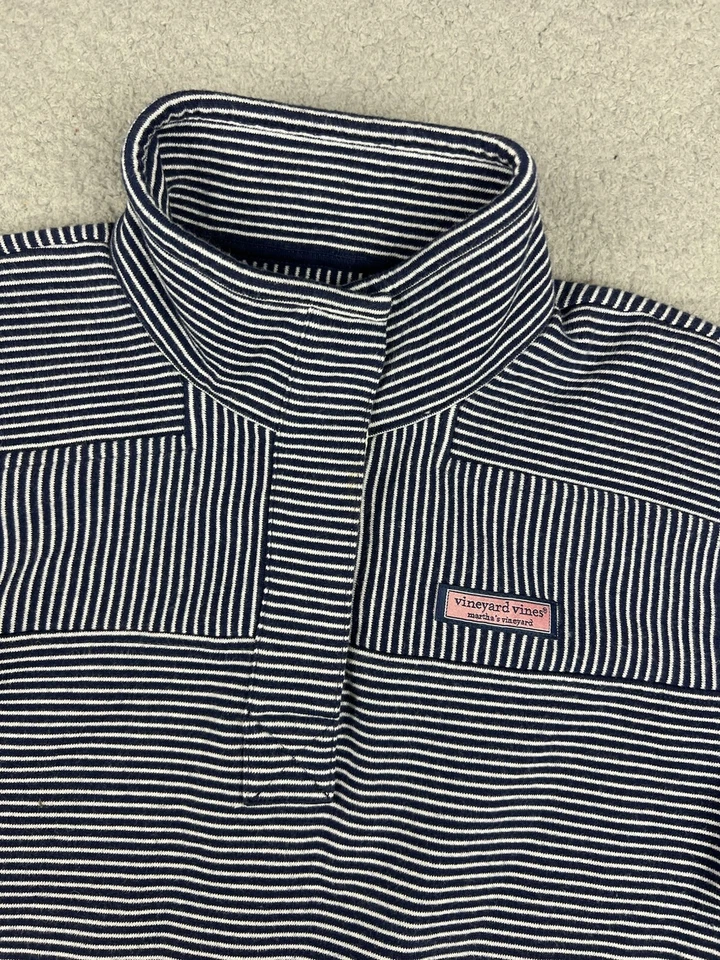 Vineyard Vines Pullover Mujer XS Botón Tapeta Oveja Camisa Suéter Rayas Ballena Foto 2 de 4