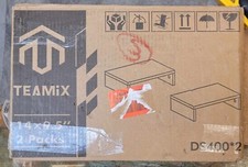 Teamix Wood 2 Tier Adjustable Dual Monitor Riser 2 Pack, Woodgrain NEW