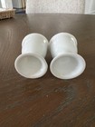 White Ceramic Porcelain Egg Cup Holders Pedestal Foot Modern - Set of 2 MINT — photo 3