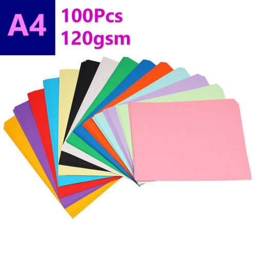 Coloured A4 Card Craft Paper 120gsm Quality Cardstock Printer Art 100 Sheets - Picture 1 of 13