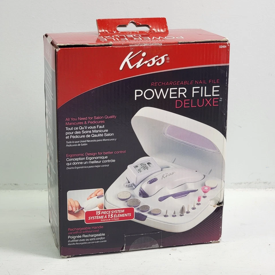 NUEVO Kiss Recargable Nail Power File Deluxe 15 Piezas Sistema Salón Calidad B10 Foto 2 de 3