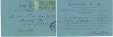 Carte postale publicitaire des Cycles Clément. Voyagée, 1890.