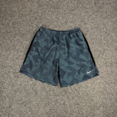 Nike Challenger Shorts Men s Large Dri-Fit  Running Graphic Print Blue Lined