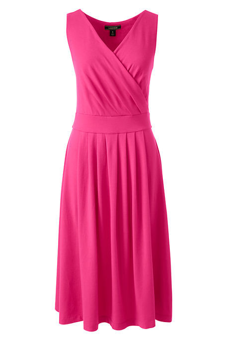 Lands End Women's Fit and Flare Dress Hot Pink New