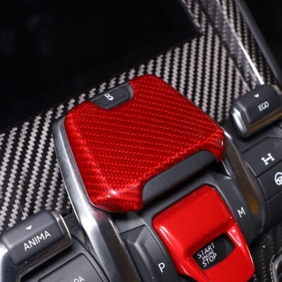 Red Carbon Fiber P Block Switch P File Button Cover For LAMBORGHINI URUS 2018-21