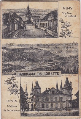 uralte AK, Vimy, Liévin, Panorama de Lorette, gezeichnet als Feldpost
