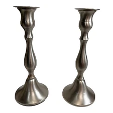 2 Bed Bath & Beyond Candle Sticks  9 Inch Stainless