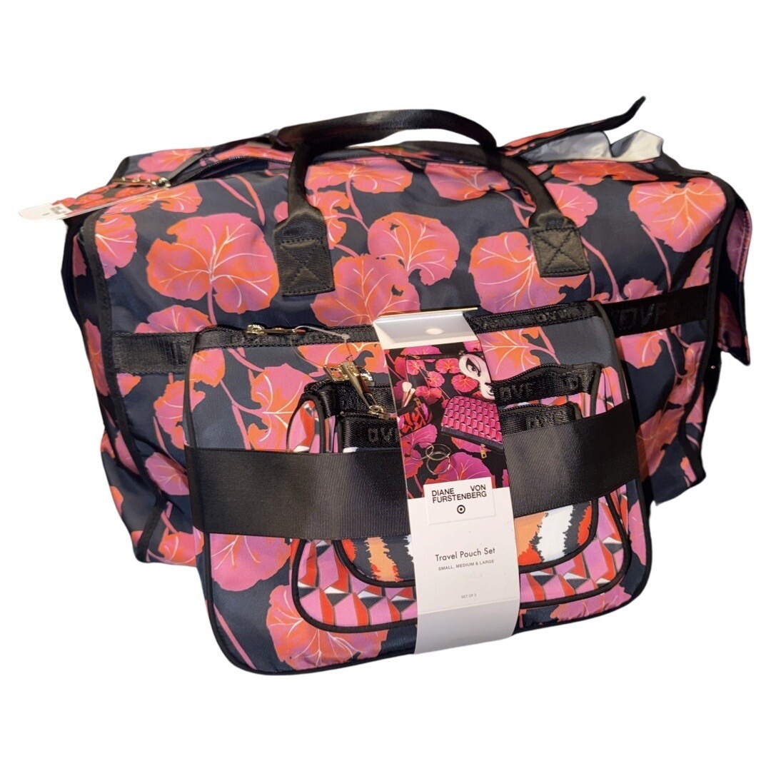 New DVF Target Furstenberg 3Pack Travel Pouch Set Overnight Bag