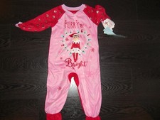 New Elf On Shelf ONE PIECE ZIP UP PAJAMAS SLEEPWEAR PINK 3T or 4T MERRY