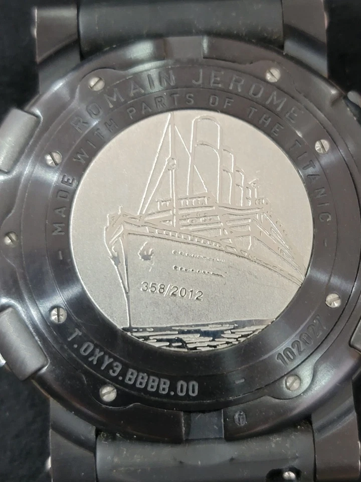 Romain Jerome Mens 'Titanic' Black Dial Black Rubber Strap Watch, Retail $14k - Image 3 of 4