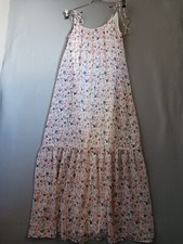 Express Floral Maxi Dress XS Petite Pink White Sleeveless V-neck Tie Straps
