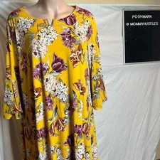 CATO Women’s Yellow Floral Print Dress Size 22/24 Plus Size