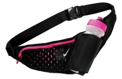 Nike Large Fitness Running Belt 22oz Water bottle Black/Pink NEW