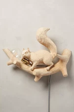 Anthropologie Squirrel Handcarved Woodlore Sconce-Peanut