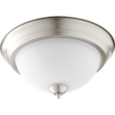 Quorum 13' Flush Mount in Satin Nickel /Satin Opal - 3063-13-65