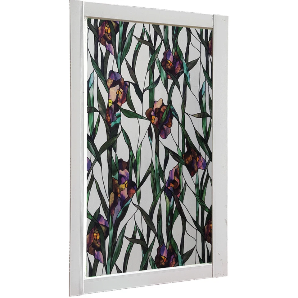 1x Statique Film Fenêtre Intimité Givré Vitrail Jasmin Floral Verre Sticker Déco - Photo 3/4