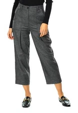 NWT PINKO BLACK/GREY WOOL SLIP CROPPED TROUSERS 104233 A249