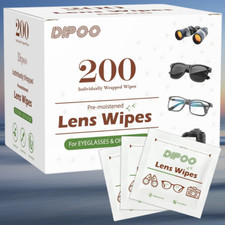 200 Count Lens Wipes for Eyeglasses, Eye Glasses Cleaner Wipes Pre-moistened Ind