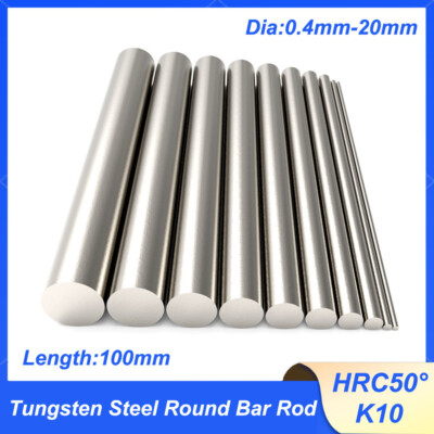 K10 Solid Tungsten Steel Round Bar Rod HRC50° for Metal Working Dia 0.4mm-20mm