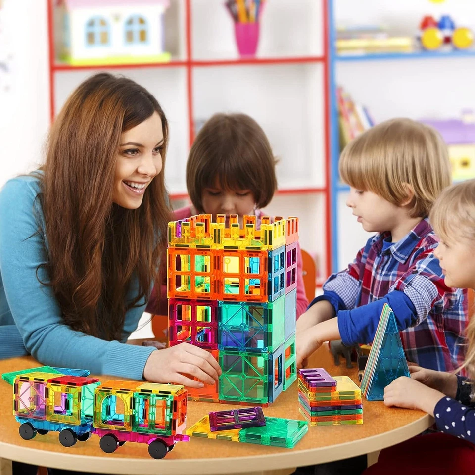 Magnetic Toys 100 Pcs Magnet Building Tiles 3D Magnetic Building Blocks Set - Image 3 of 4