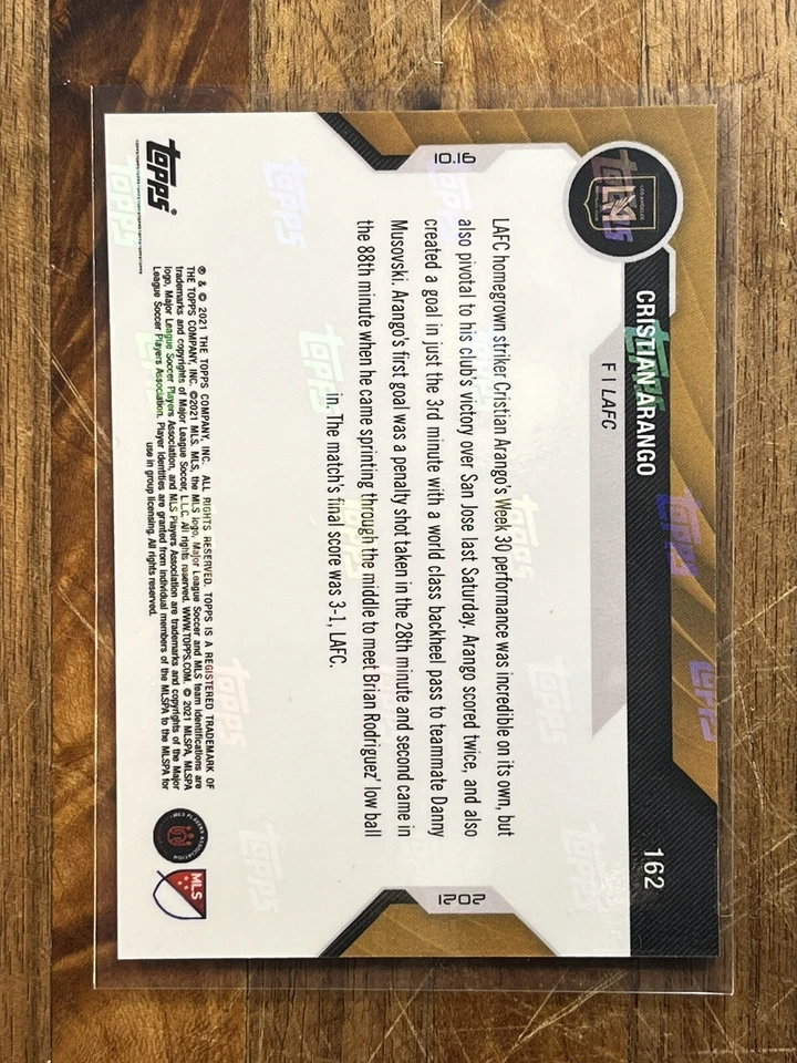 2021 Topps Now MLS #162 Cristian Arango | PR 173 | LAFC Call Up - Image 2 of 2