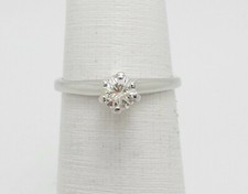 Vintage 1/3CT Natural Diamond Solitaire Engagement Wedding Ring 14K White Gold