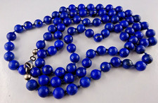 C51 Vintage Necklace Lapis Lazuli Beads TL 74cm Silver Clasp