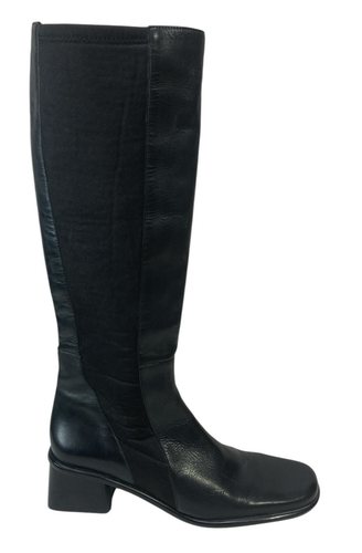 Womens Worthington Black Leather Stretch Fabric Knee High Dress Boot Size 10M