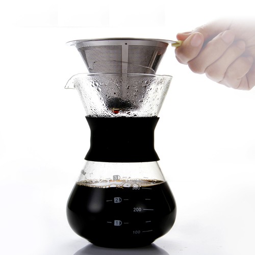 3-Cup Pour Over Glass Coffee Maker Dispenser with Steel Filter and Thermometer - Picture 2 of 6