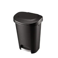 13 Gal. Black Long Lasting Pedal Step-On Trash Can Linerlock Technology