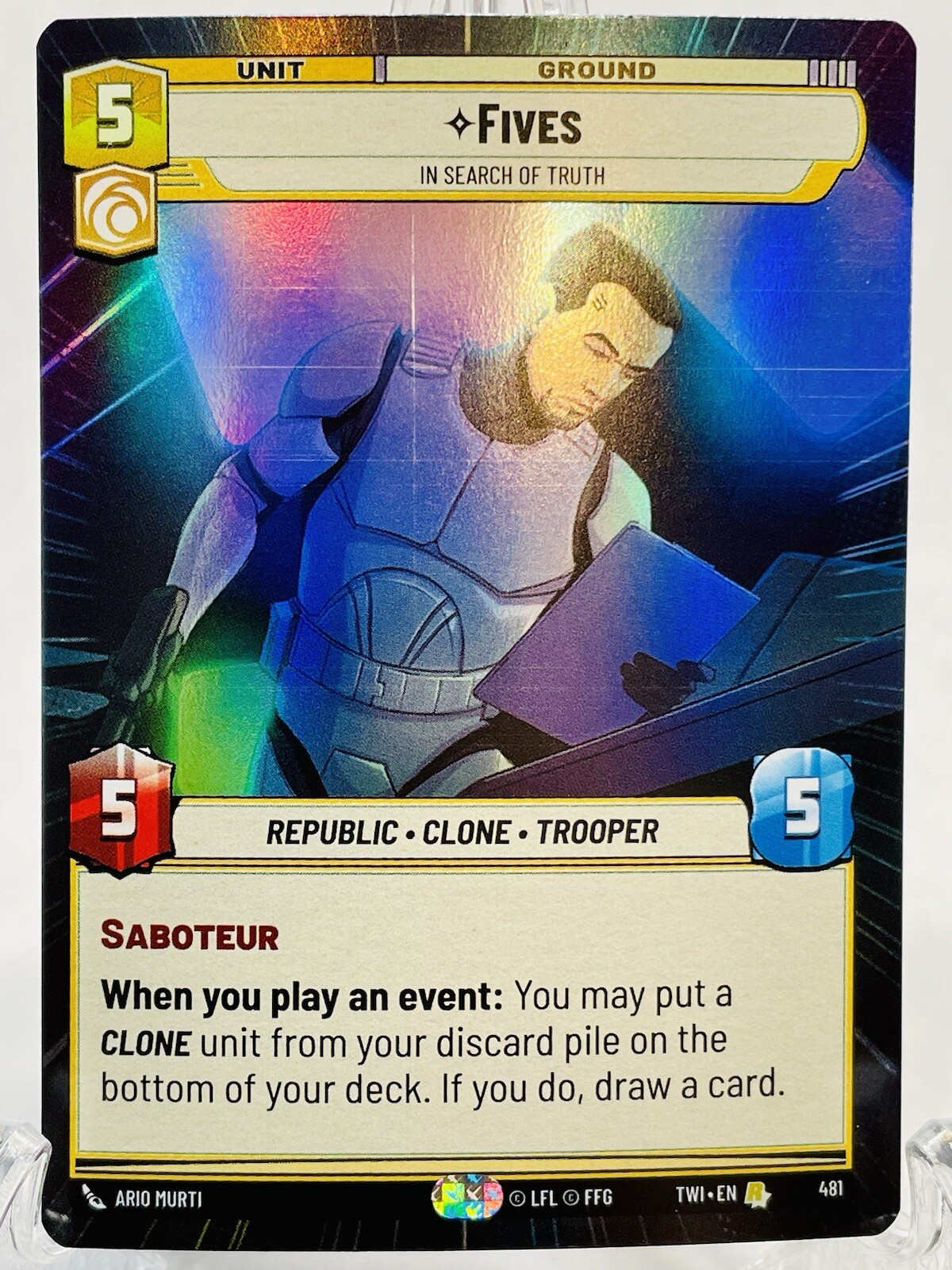 Fives - Rare Hyperspace Foil - Star Wars Unlimited SWU TOR TWI #481