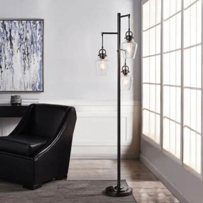 Stylecraft Basia 3-Light Floor Lamp, 3 Classically Shaped Lantern