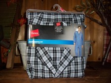 HANES MENS WOVEN PAJAMA SHIRT AND PANTS SET SIZE SM 34 36 CHEST BLACK PLAID NEW