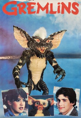 Gremlins 1984 Poster Gizmo Stripe Phoebe Cates Zach Galligan 80s