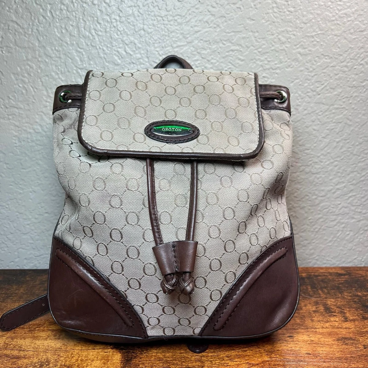 Vintage Oroton Canvas Brown Leather Backpack | eBay
