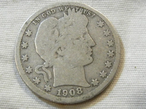 1908 O barber quarter dollar silver US coin