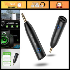 Bluetooth 5.4 Car Aux Adapter with Enhanced Mic, 3.5mm Jack, USB-C Charging, Stu