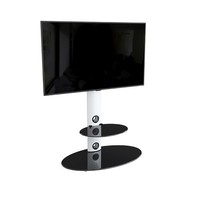 Universal TV Column Stand with Mount & Glass Shelf – Floor TV Stand for 32–65 In
