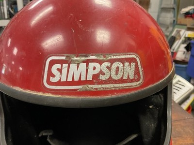 Vintage 1970s SIMPSON Drag Racing Motorcycle Helmet Full Face Red