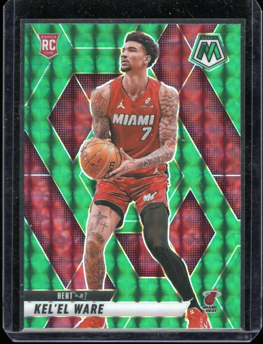 2024-25 Kel'el Ware RC Panini Mosaic Green Prizm #232 Miami Heat