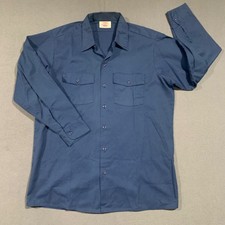 Dickies Long Sleeve Work Shirt Blue Cotton Button Down Men Size L 16 16.5 33
