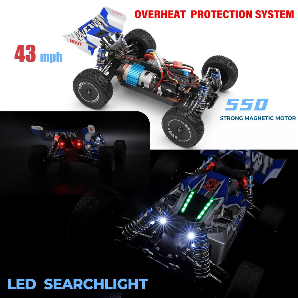 WLtoys 144011 Fast RC Car,Max 65KM/H,1:14 Off-Road Racing Vehicle,with LED Light - Image 4 of 4